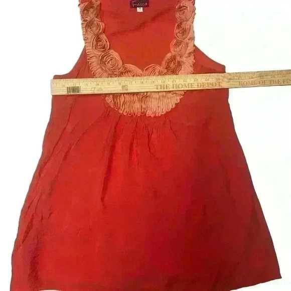 Faisca Sleeveless Blouse Racerback Floral Neckline Color: Coral Size M - Picture 8 of 10
